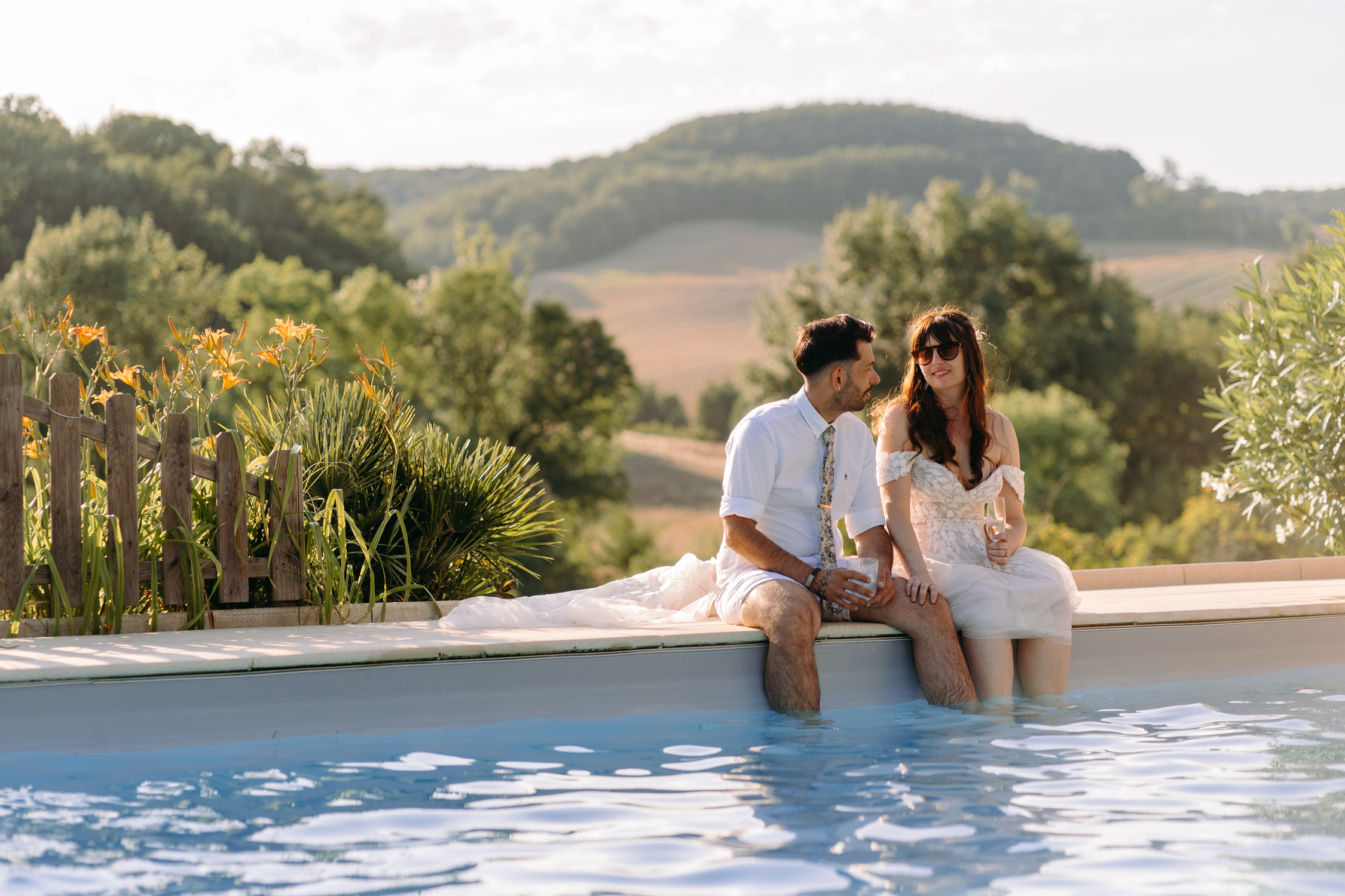 natural photo of bride and groom in south of france
