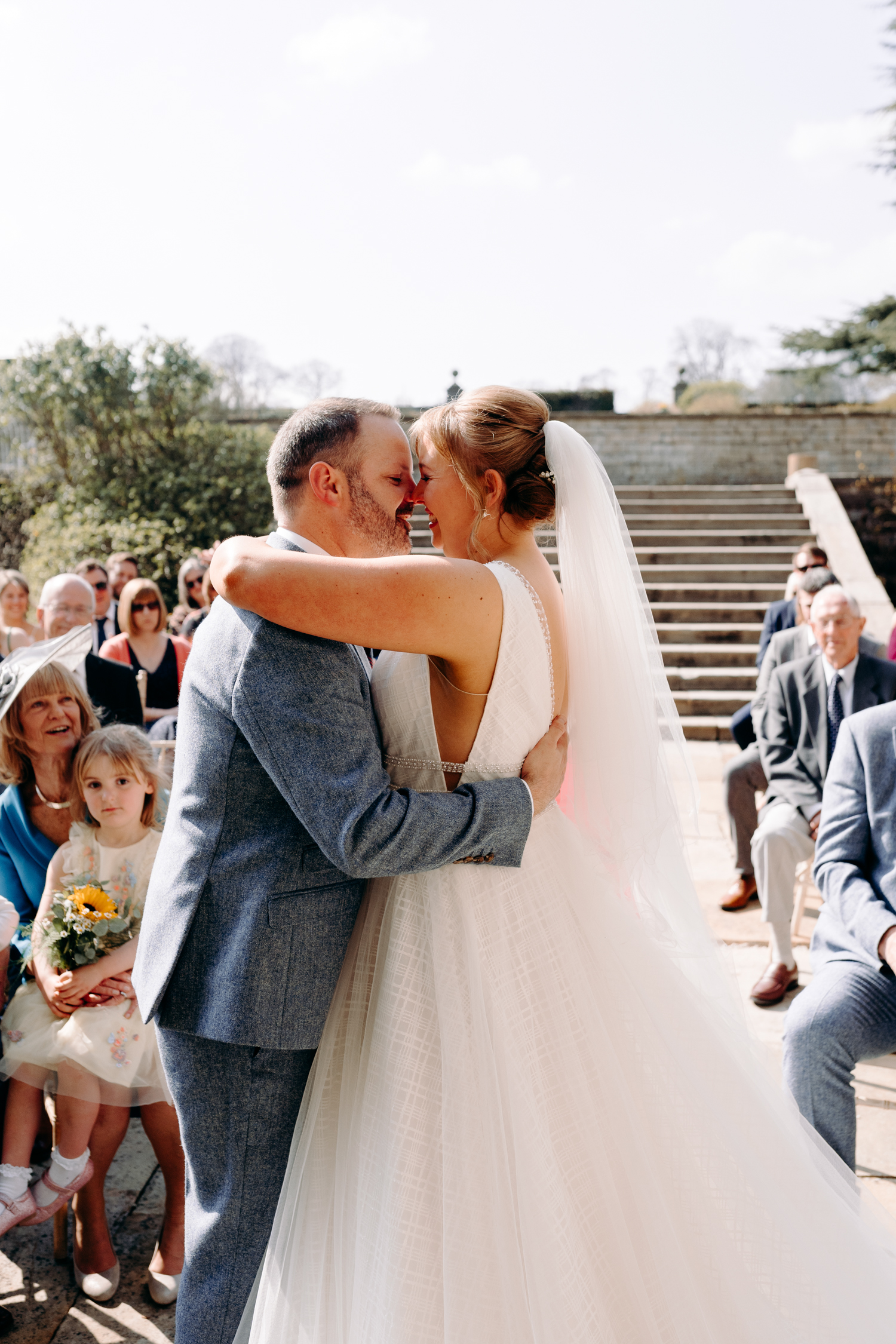 bride and groom's first kiss