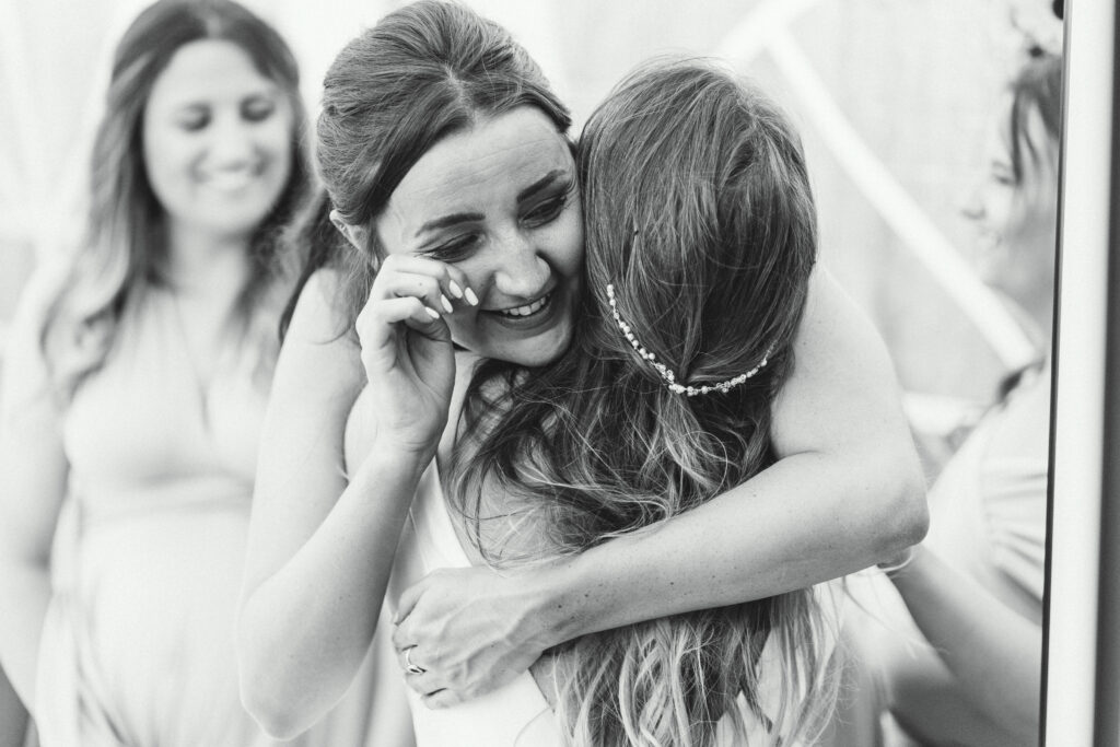 Emotional photo of bridesmaid at a wedding