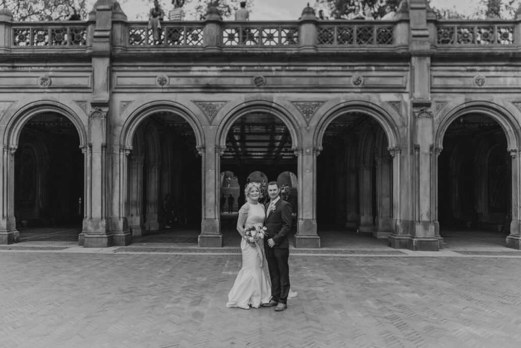 Wedding photos in front of the Bethesda Terrace