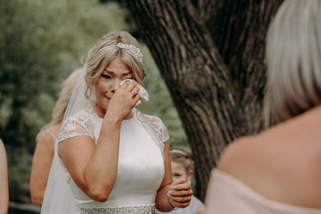 Emotional moment during wedding ceremony