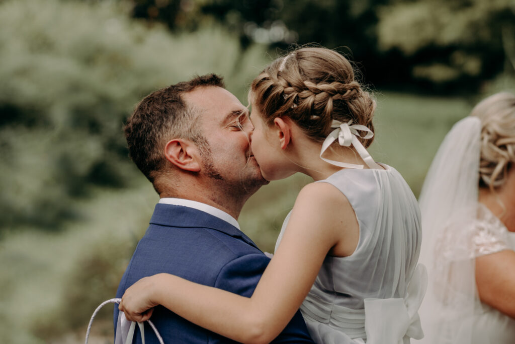 Dad and daughter moment on wedding day