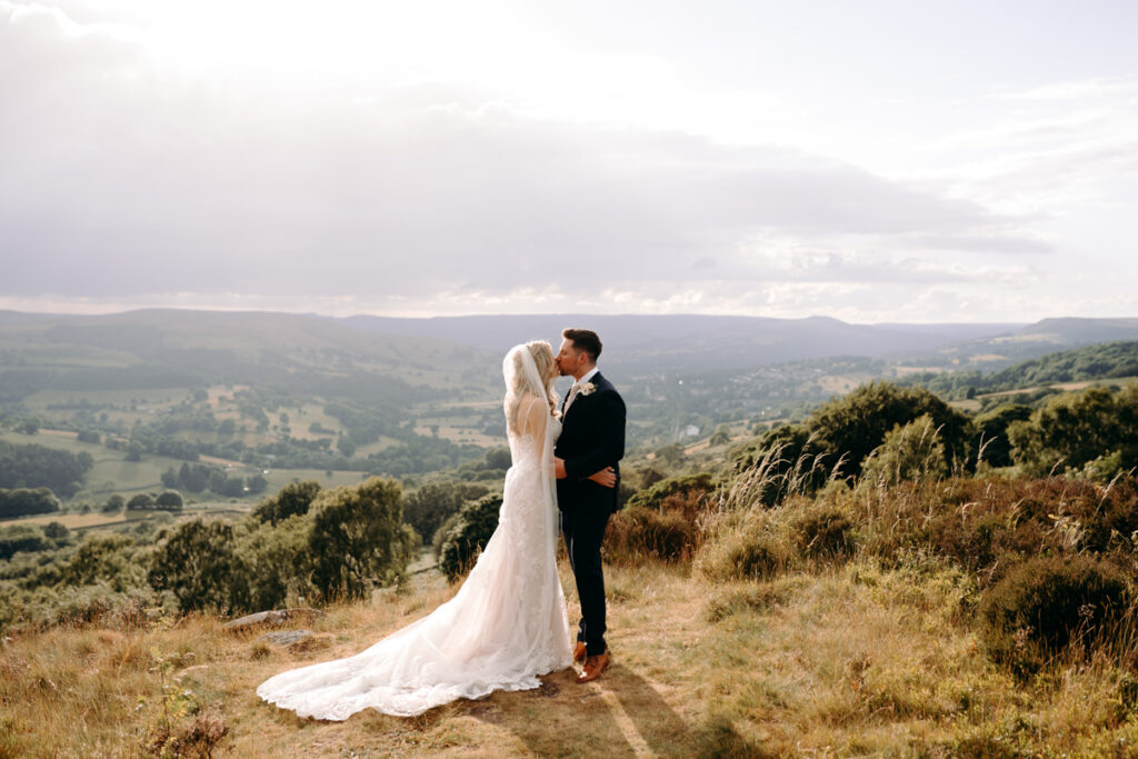 Rainy wedding portraits in the Peak District.