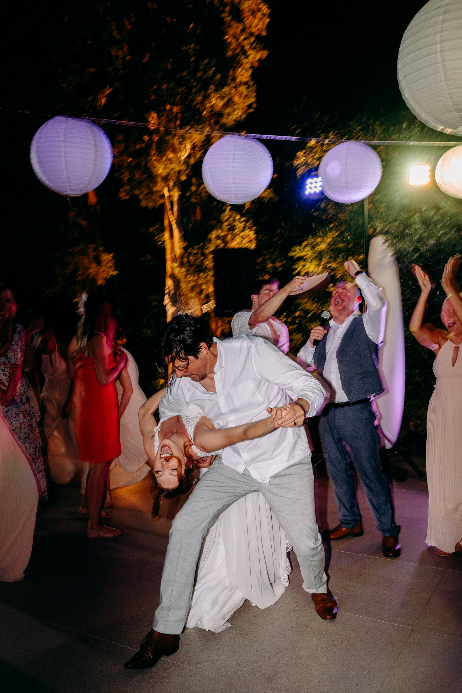 fun dance floor with jane mcdonald at a wedding in croatia