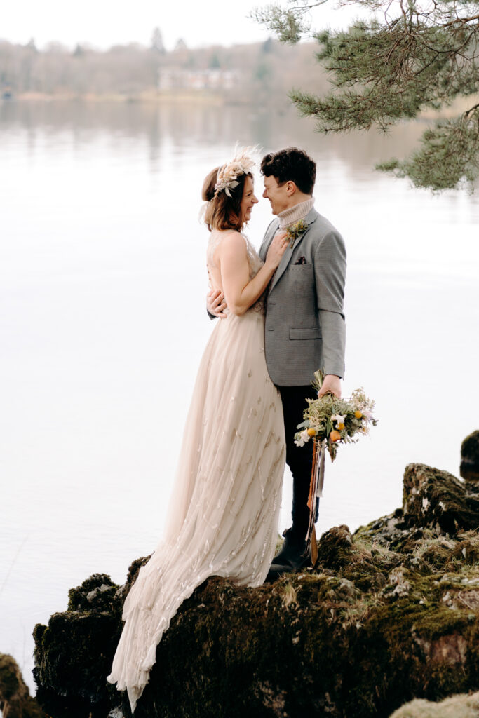 wedding elopement ceremony by the water in the lake district