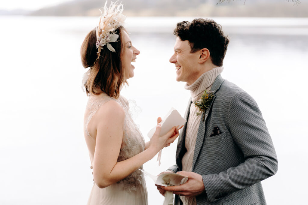wedding elopement ceremony by the water in the lake district