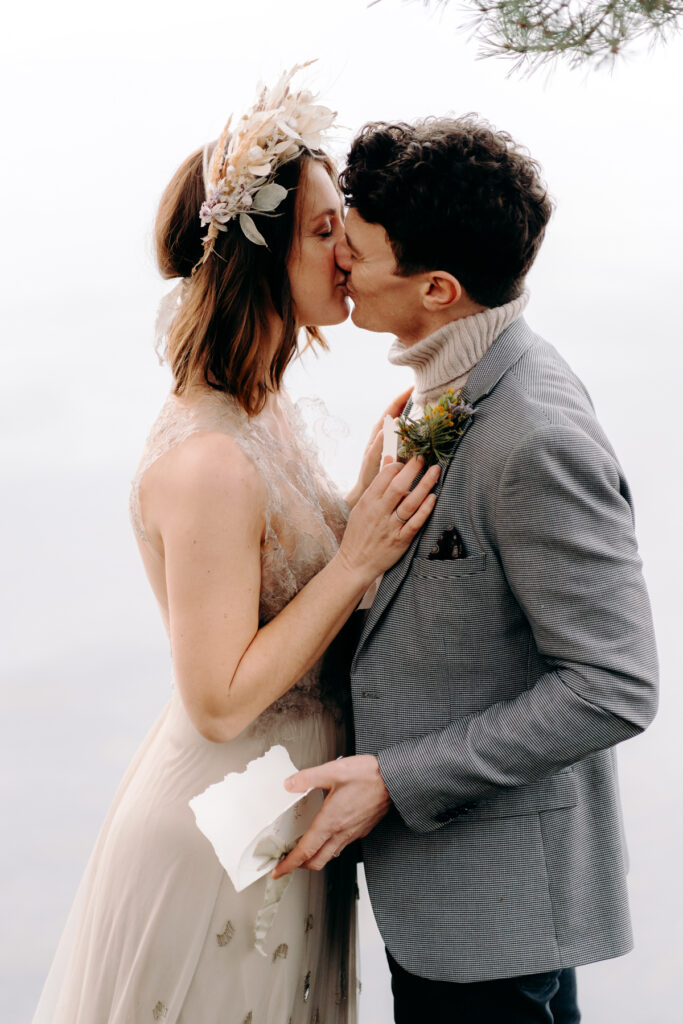 wedding elopement ceremony by the water in the lake district