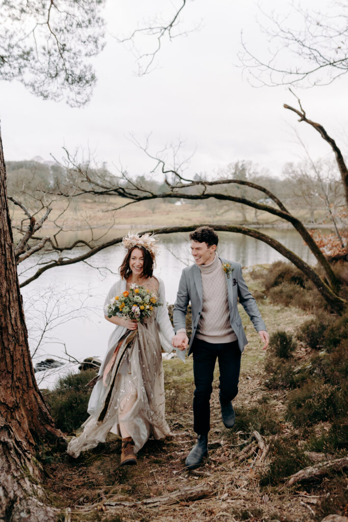 wedding elopement ceremony by the water in the lake district