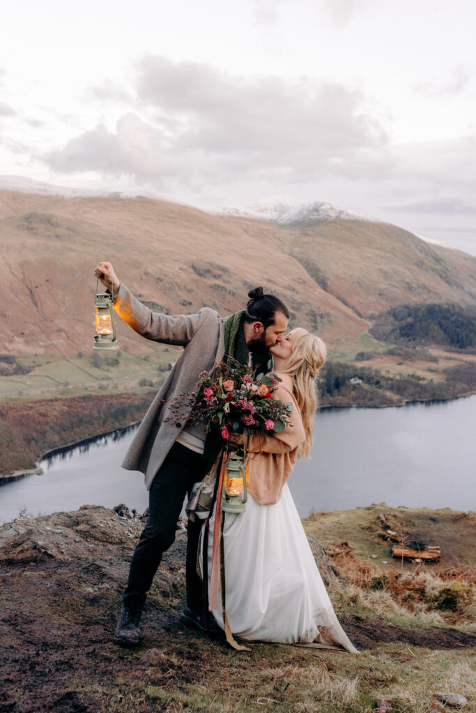 lake district adventure elopement up a mountain