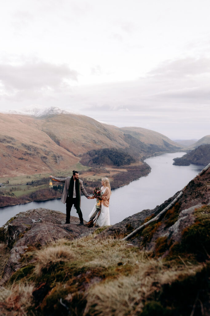 lake district adventure elopement up a mountain