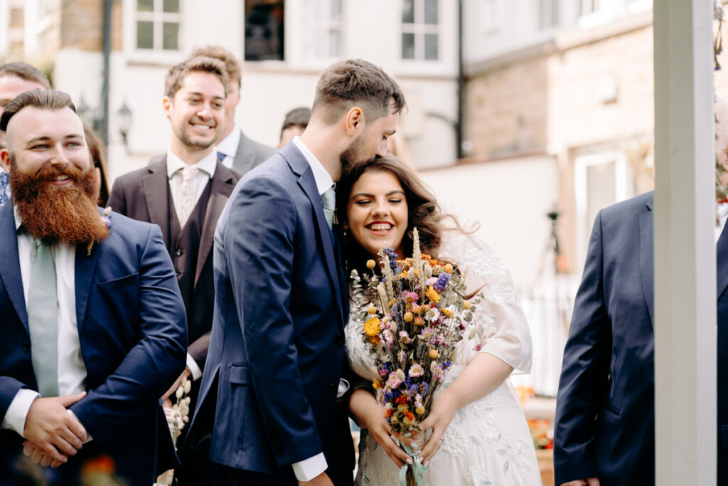 natural, candid wedding photography at summer wedding at Losehill House, Peak District wedding venue