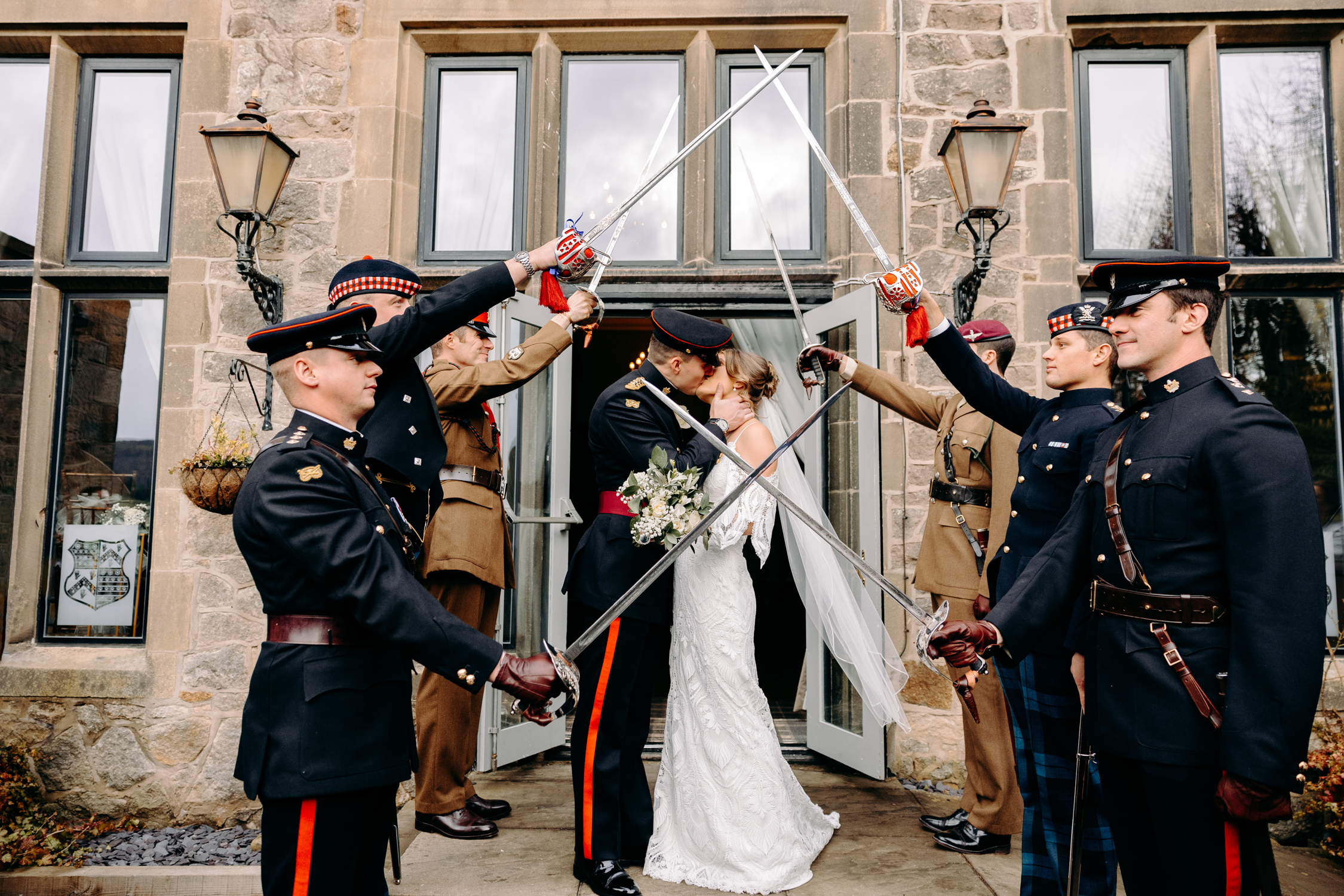 guard of honour wedding photography at the maynard, derbyshire