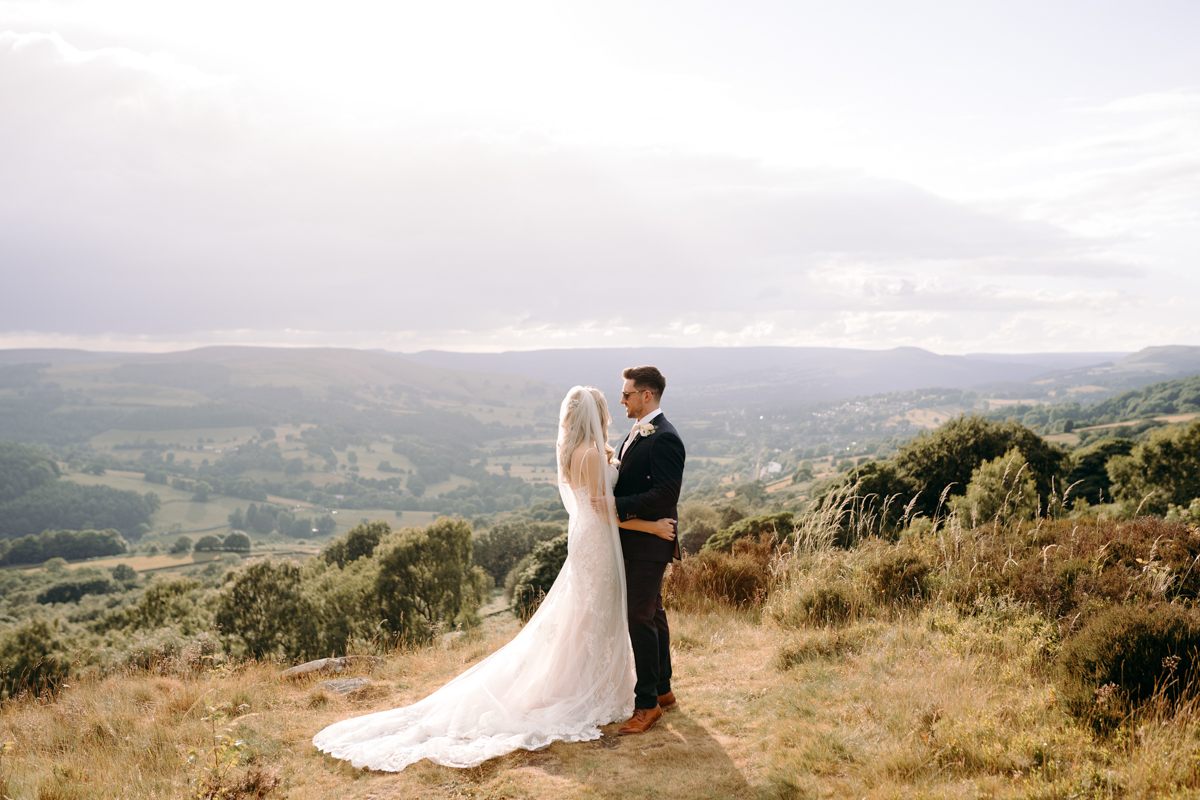 rainy wedding day portraits at The Maynard, Peak District wedding venue
