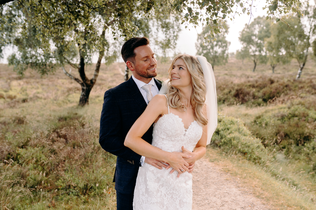 rainy wedding day portraits at The Maynard, Peak District wedding venue