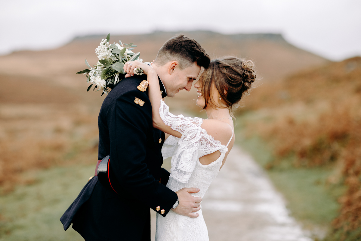natural wedding photography at winter wedding at Peak District wedding venue, The Maynard