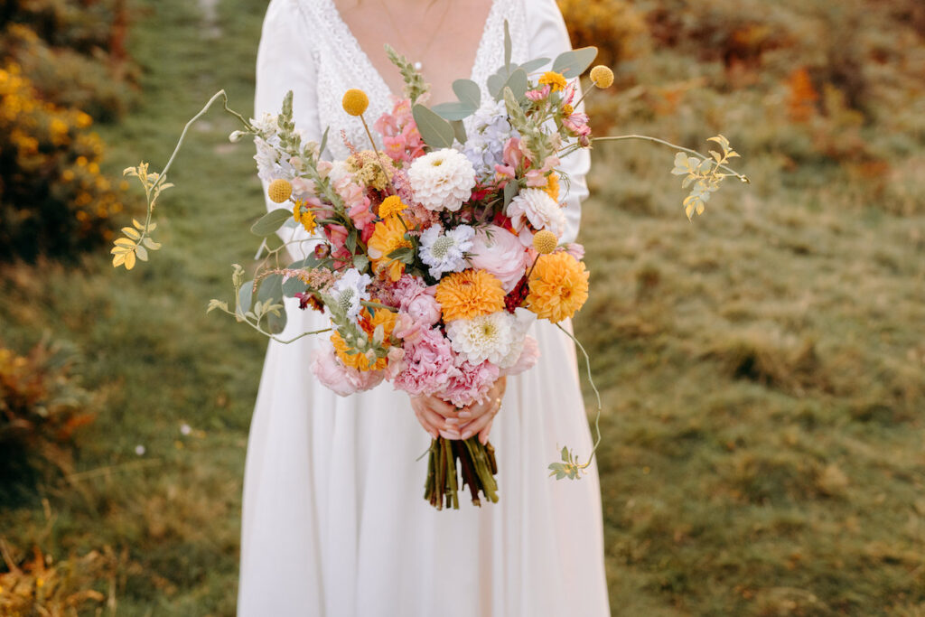 golden hour, sunset wedding photography at moel findeg in north wales
