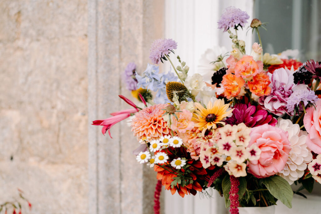 bright summer wedding bouquet