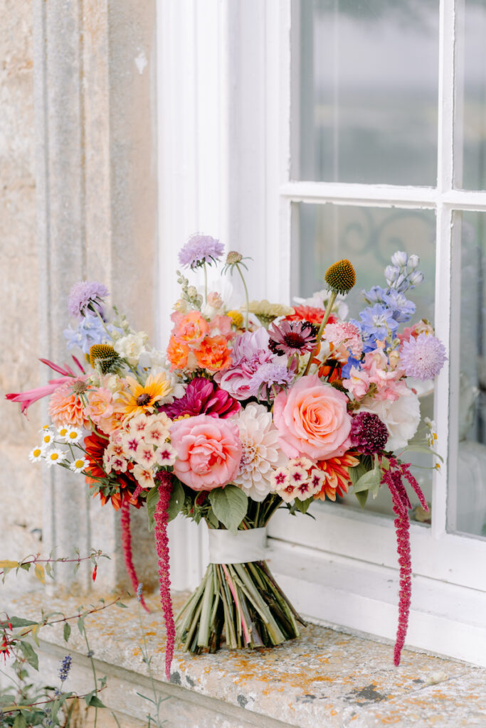 bright summer wedding bouquet