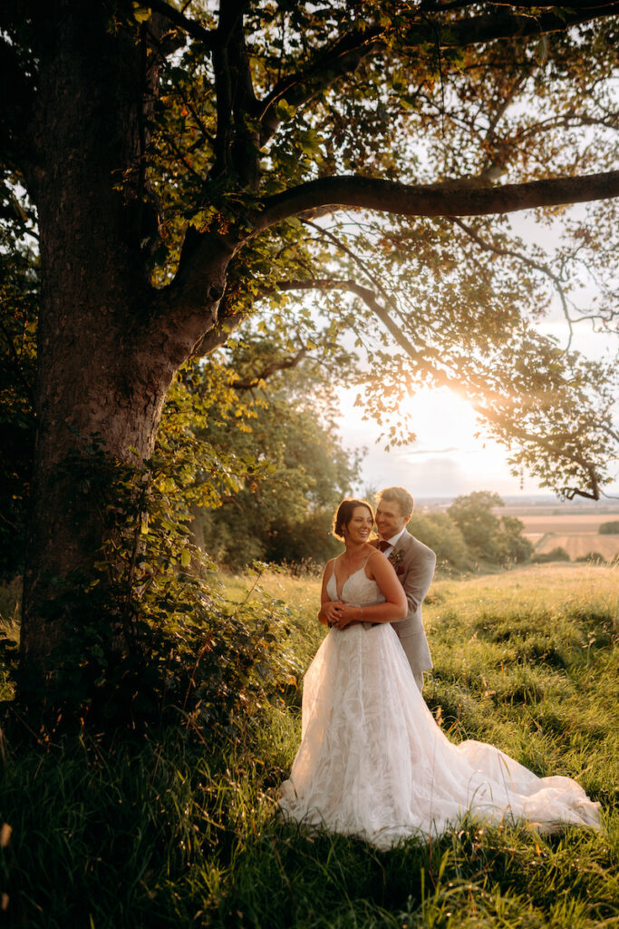 golden hour bride and groom natural photography