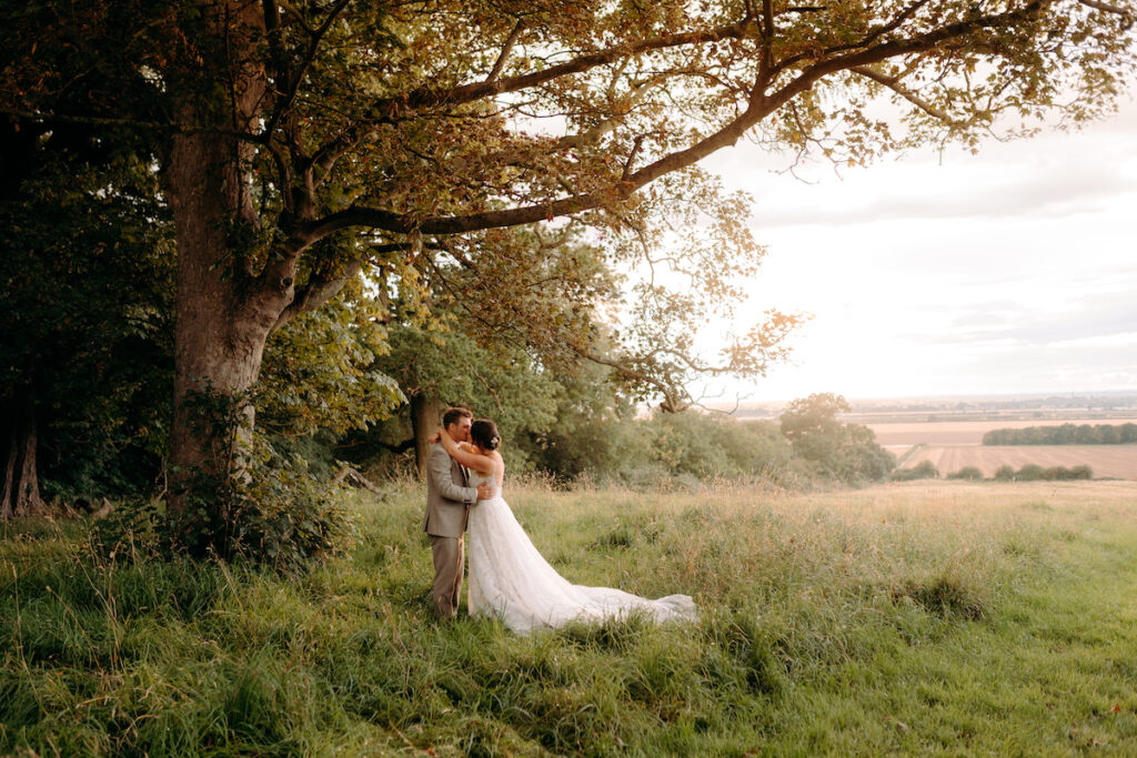 golden hour bride and groom natural photography