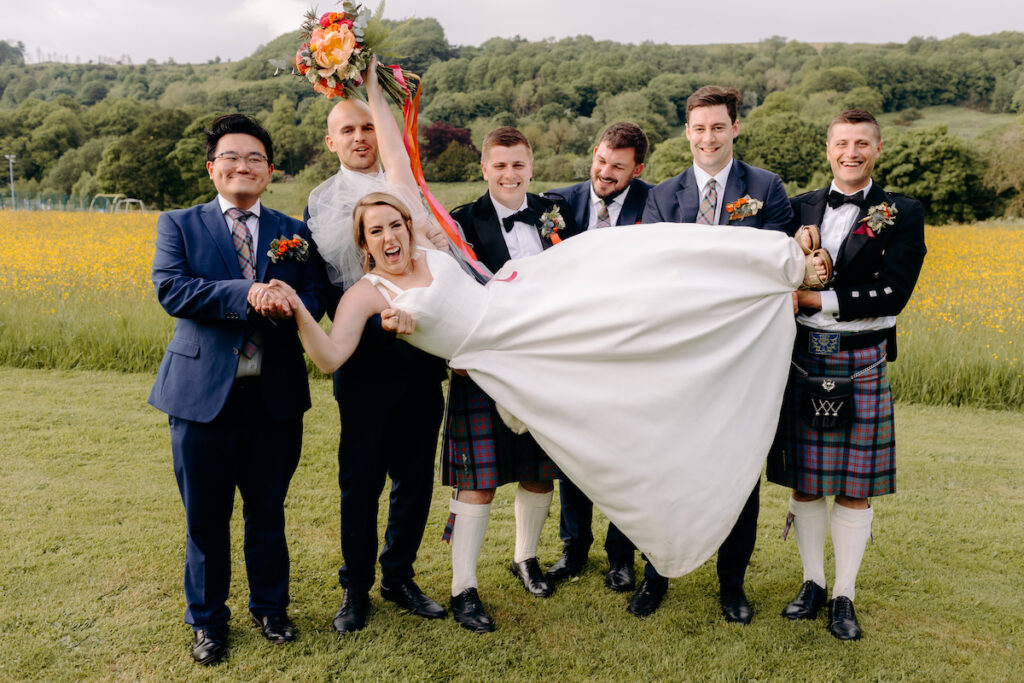 fun wedding photographer in the peak district, at eyam hall weddings