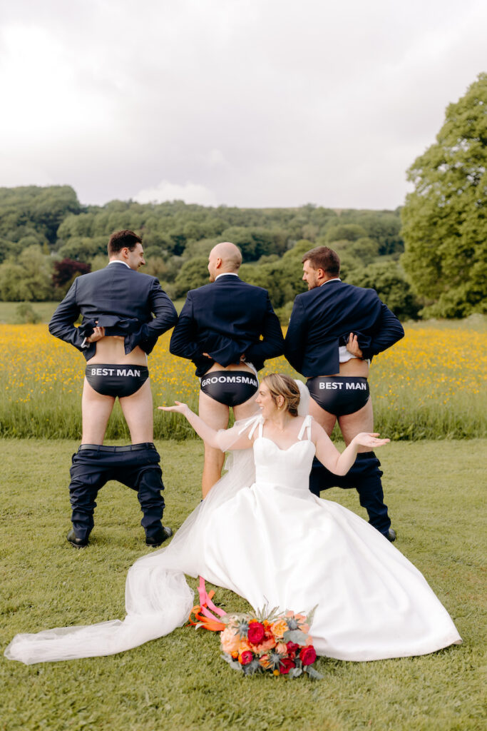 fun wedding photographer in the peak district, at eyam hall weddings