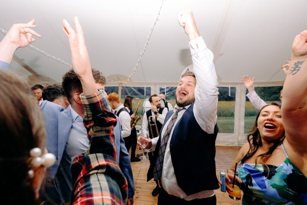 backchat brass fun dance floor wedding photography at eyam hall weddings