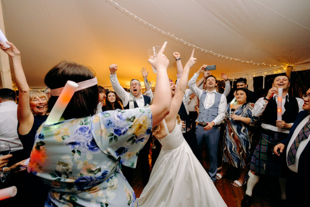 backchat brass fun dance floor wedding photography at eyam hall weddings