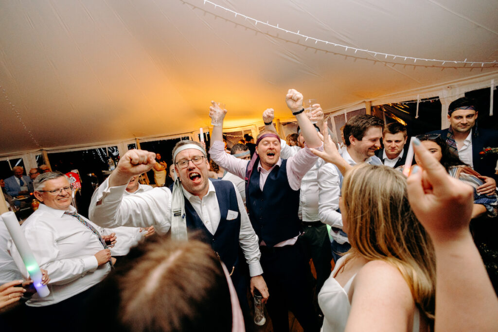 backchat brass fun dance floor wedding photography at eyam hall weddings