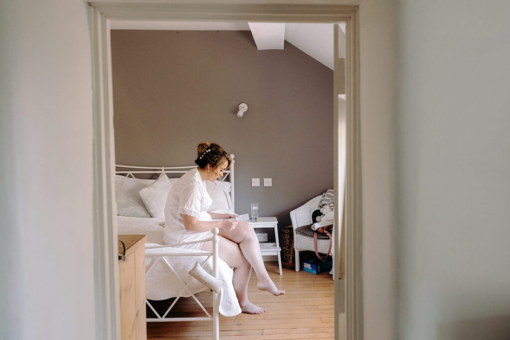 Natural wedding photography at Bridal prep in Buxton
