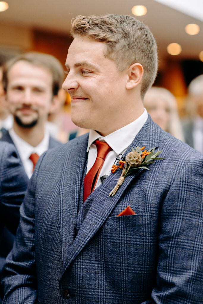 wedding ceremony at october wedding at the white hart inn, derbyshire