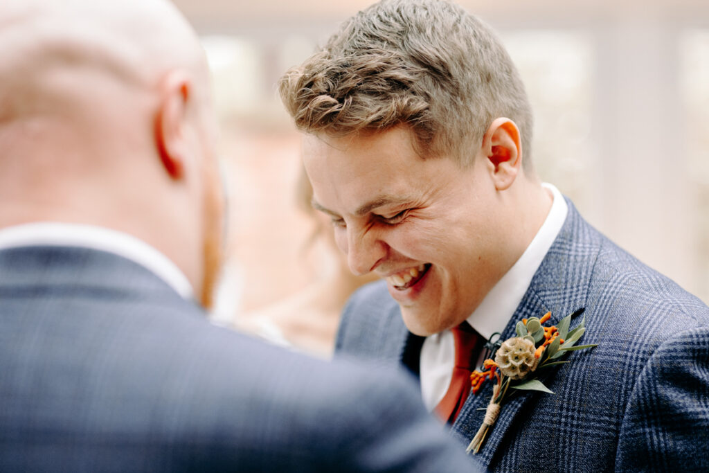 wedding ceremony at october wedding at the white hart inn, derbyshire