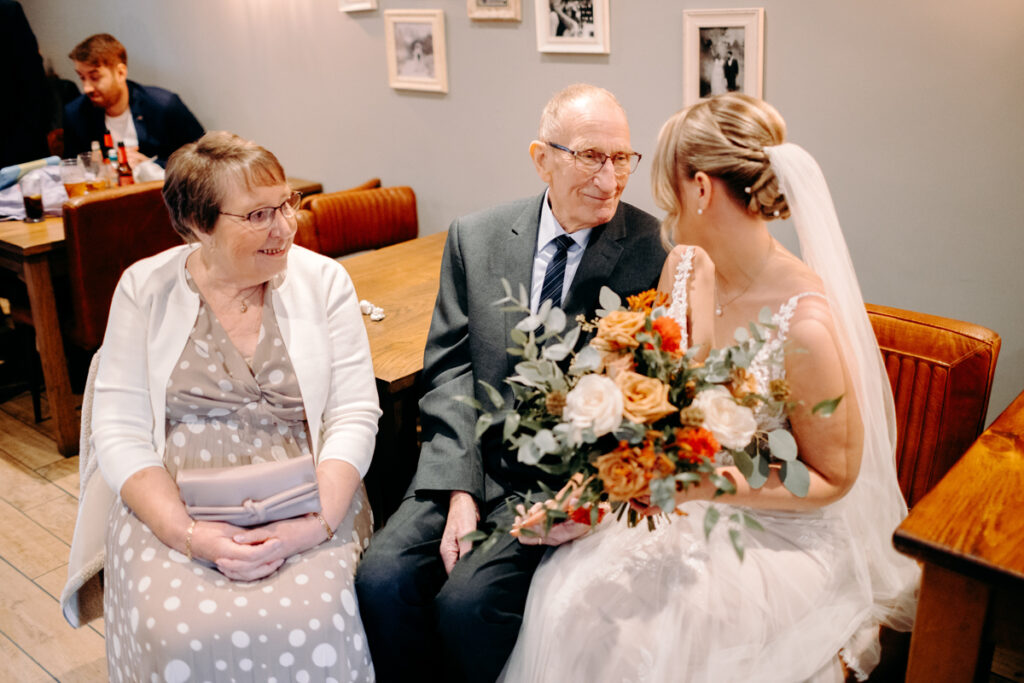 natural wedding photography at october wedding at the white hart inn in derbyshire