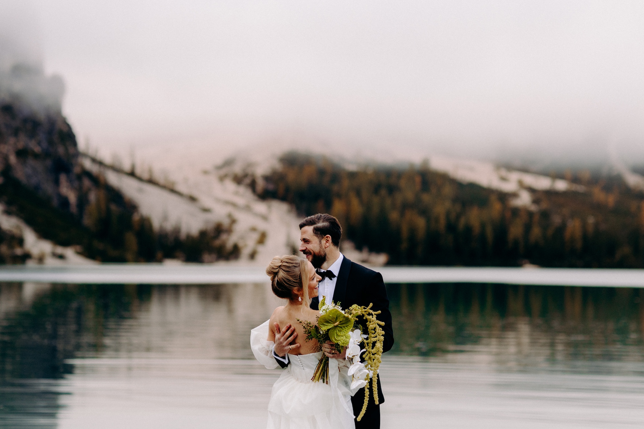 lago di braies, dolomites wedding photography