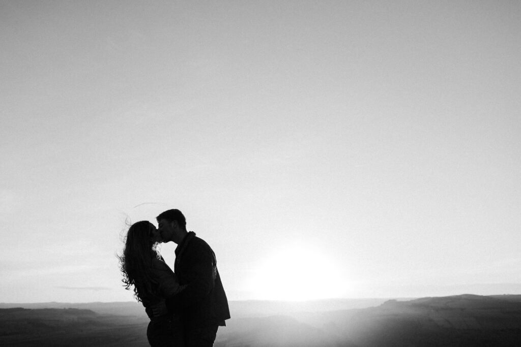 natural pre-wedding photoshoot at curbar edge in the peak district