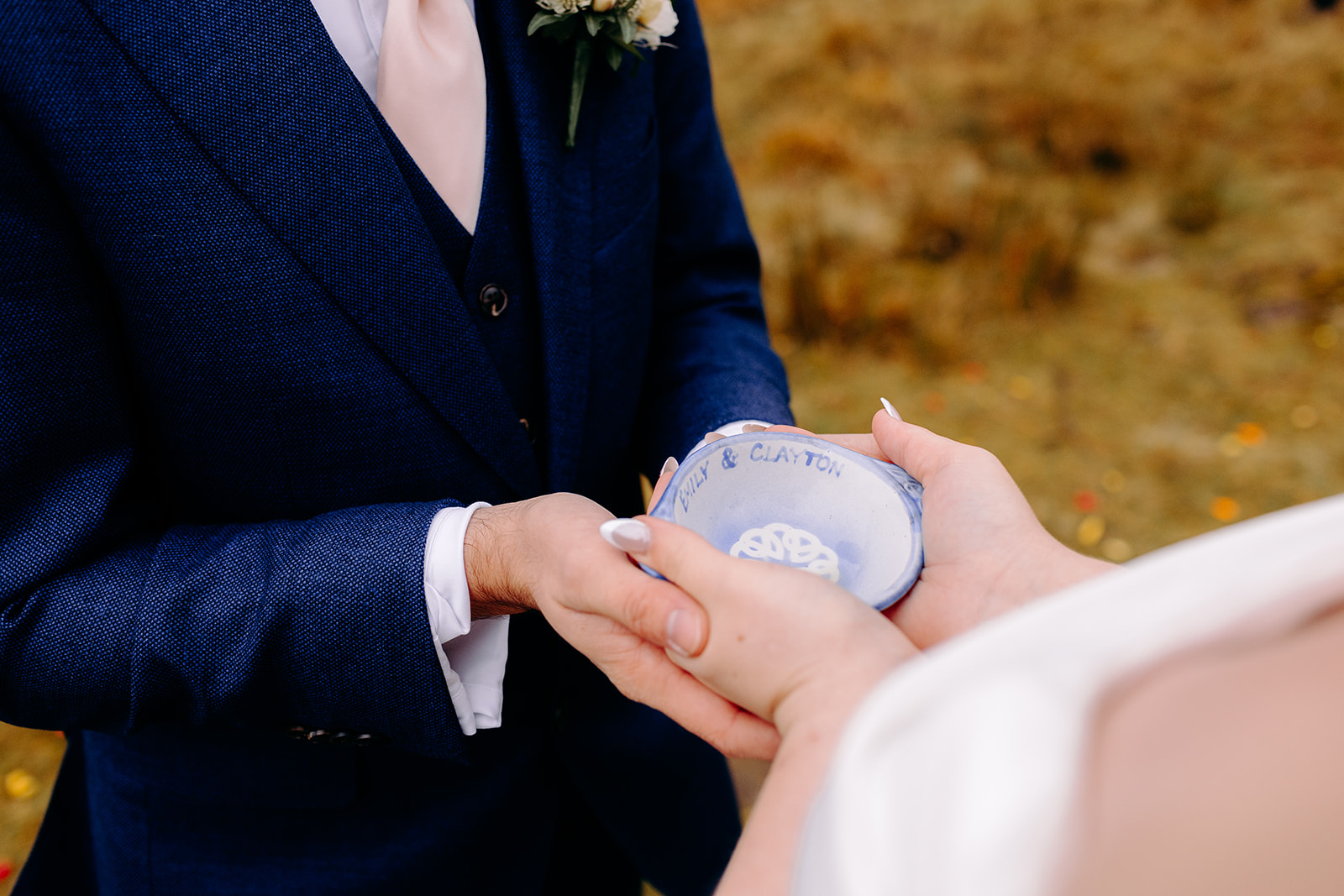 Close-up of Scottish quiach held by groom during Scottish Highlands elopement