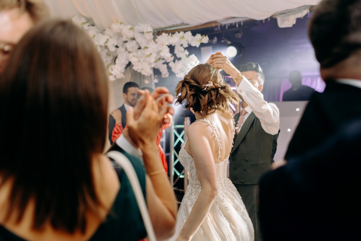 Fun dancefloor photography at Marleybrook House, a Kent wedding venue