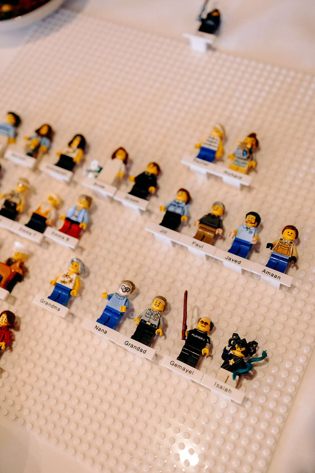 Wedding guests making themselves as lego characters - an alternative wedding guest book idea.